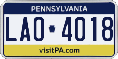 PA license plate LAO4018