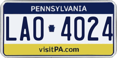 PA license plate LAO4024