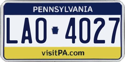 PA license plate LAO4027