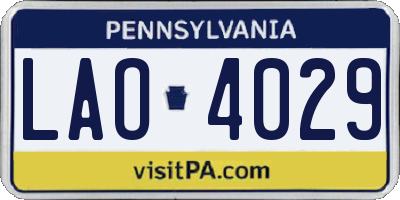 PA license plate LAO4029