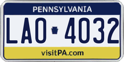 PA license plate LAO4032