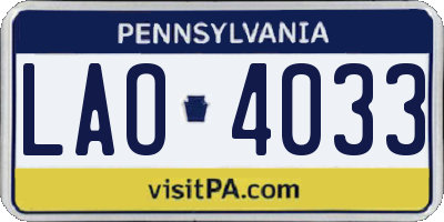 PA license plate LAO4033