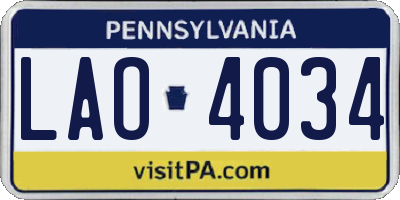 PA license plate LAO4034