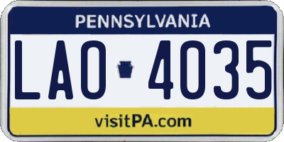 PA license plate LAO4035