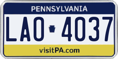PA license plate LAO4037