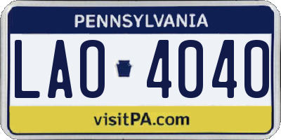 PA license plate LAO4040