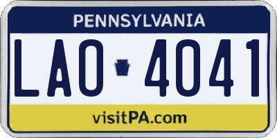 PA license plate LAO4041