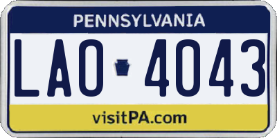 PA license plate LAO4043