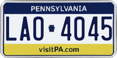 PA license plate LAO4045