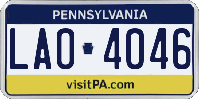 PA license plate LAO4046