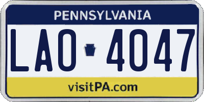 PA license plate LAO4047