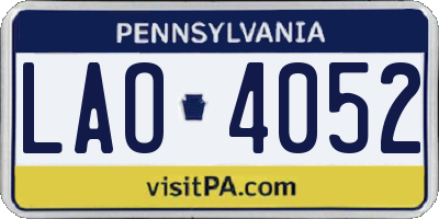 PA license plate LAO4052