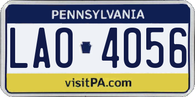 PA license plate LAO4056