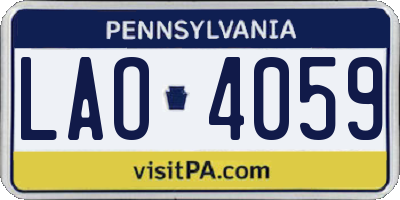 PA license plate LAO4059