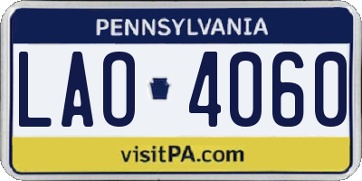 PA license plate LAO4060