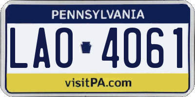 PA license plate LAO4061