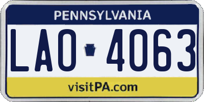 PA license plate LAO4063