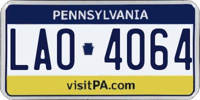 PA license plate LAO4064