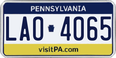PA license plate LAO4065