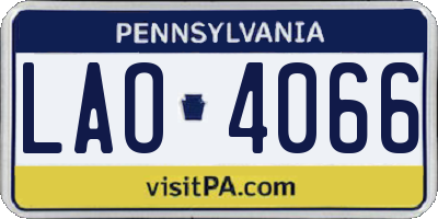 PA license plate LAO4066