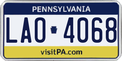 PA license plate LAO4068