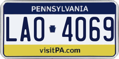 PA license plate LAO4069