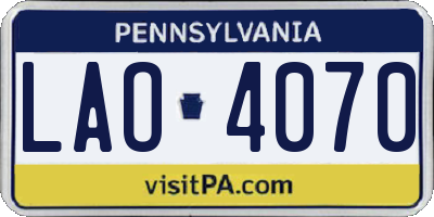 PA license plate LAO4070