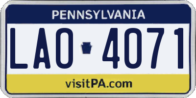 PA license plate LAO4071