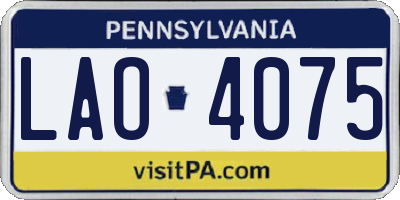 PA license plate LAO4075