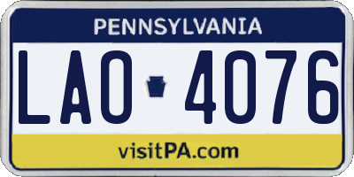 PA license plate LAO4076
