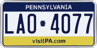 PA license plate LAO4077