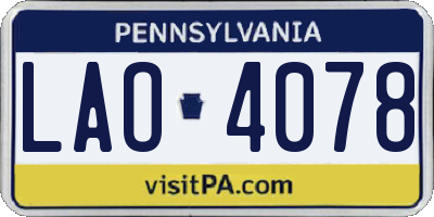 PA license plate LAO4078