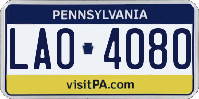 PA license plate LAO4080