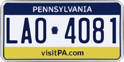 PA license plate LAO4081