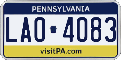 PA license plate LAO4083