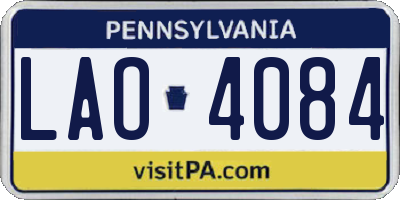 PA license plate LAO4084