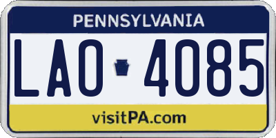 PA license plate LAO4085