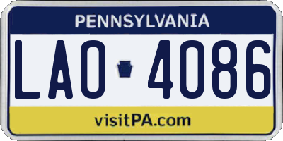 PA license plate LAO4086