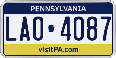 PA license plate LAO4087