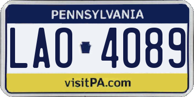 PA license plate LAO4089
