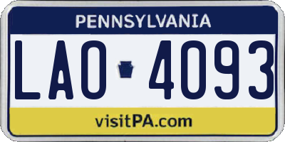 PA license plate LAO4093
