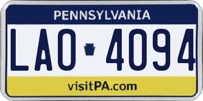 PA license plate LAO4094