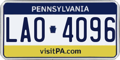 PA license plate LAO4096