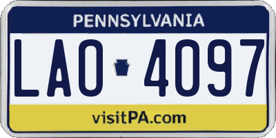 PA license plate LAO4097