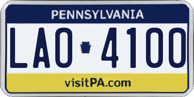 PA license plate LAO4100