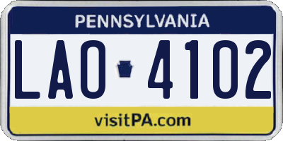 PA license plate LAO4102