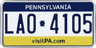 PA license plate LAO4105