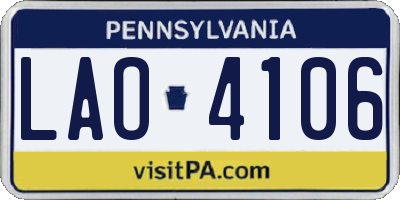 PA license plate LAO4106