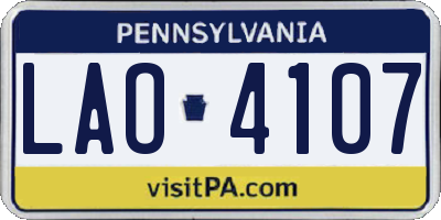 PA license plate LAO4107
