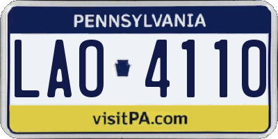 PA license plate LAO4110
